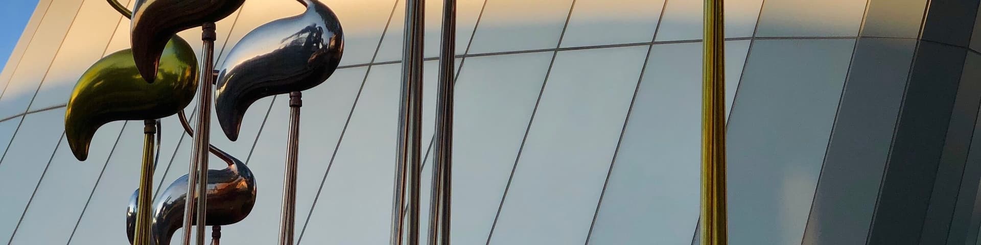 Flamingoes statues outside the shopping mall