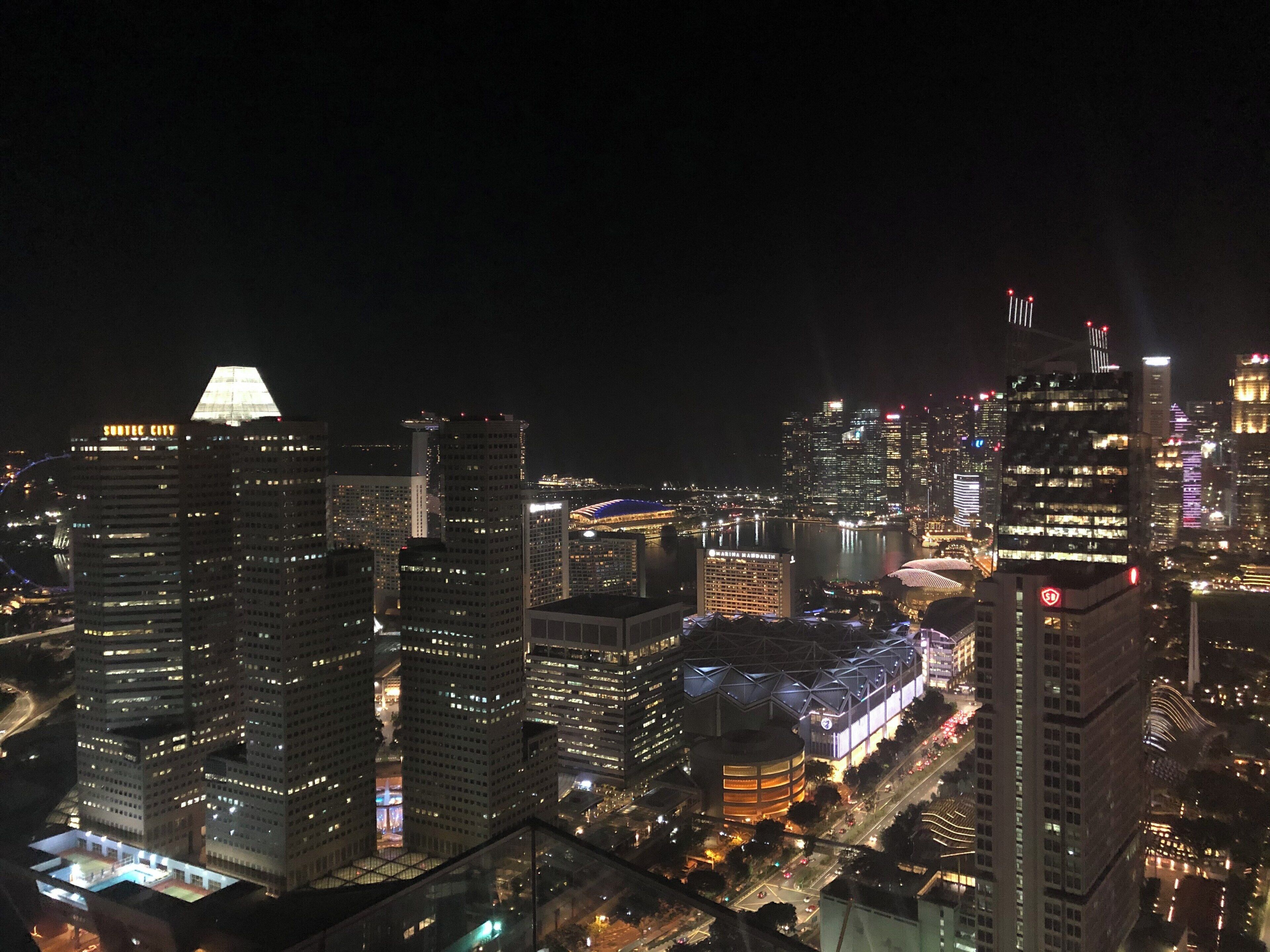 Rooftop view of Marina Bay Sands at night