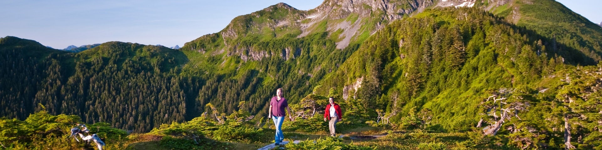 Sitka showing tranquil scenes and mountains as well as a small group of people
