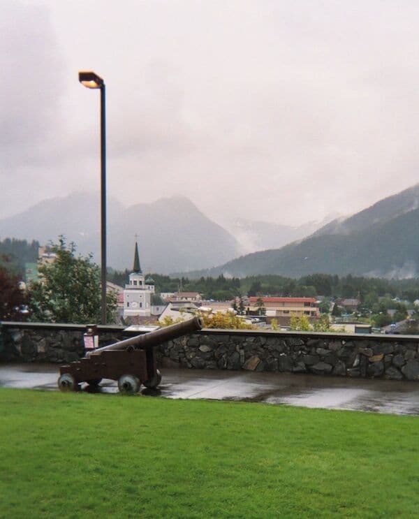 Looking out from the point where Alaska was transferred from Russian possession, to become a territory of the United States in 1867.  This hill originally sat directly on the water's edge.

The stairwell is easy to miss and the spot is  pretty low key, given its historic importance.

https://davenotravels.blog