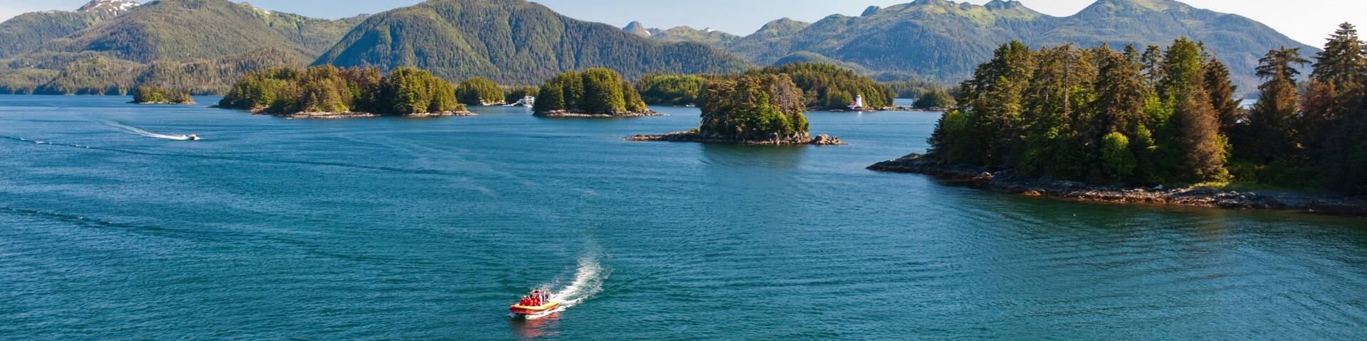 Sitka which includes mountains, a bay or harbor and boating