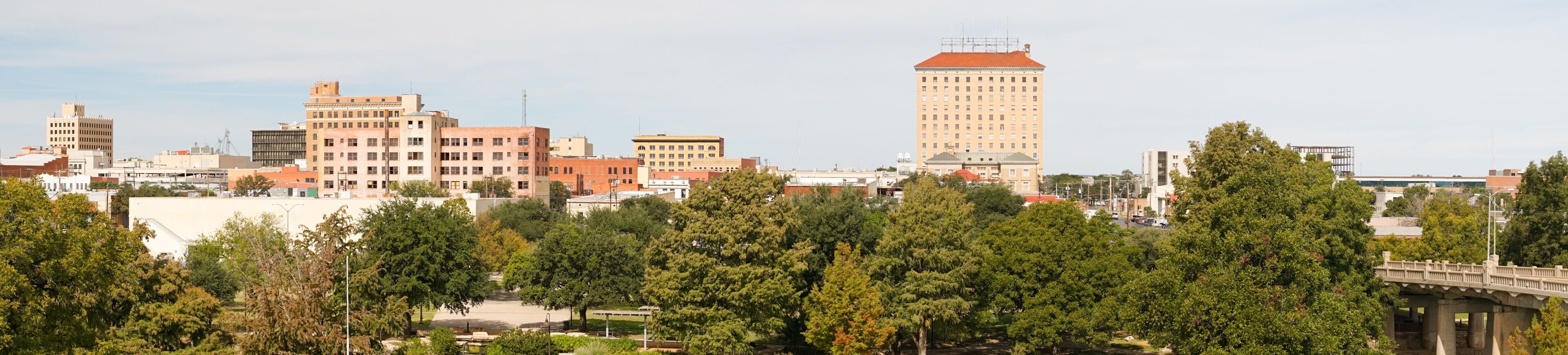 Long Panoramic View of Riverfront and Downtown San Angelo Texas