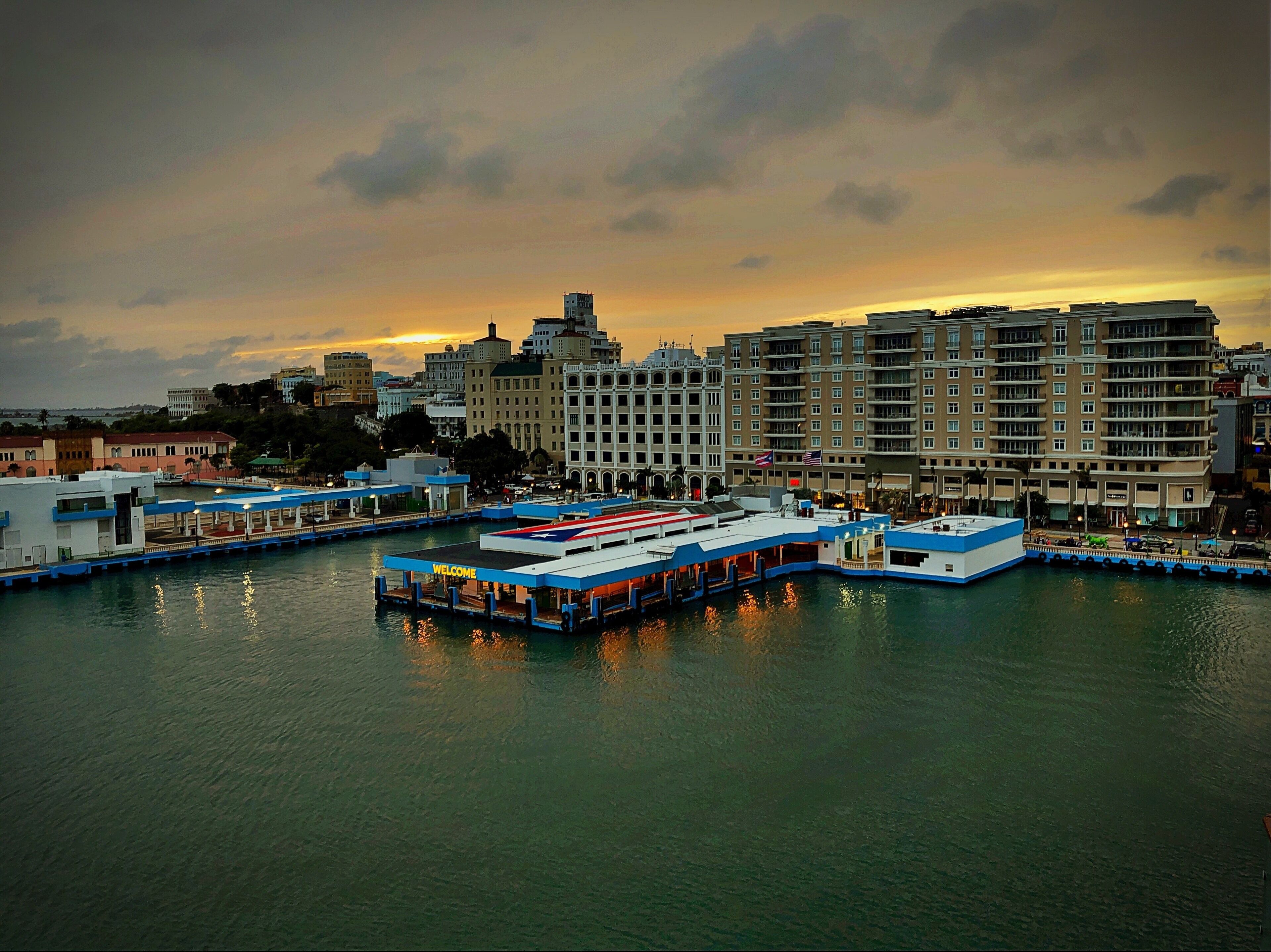 Sunset from the port in San Juan