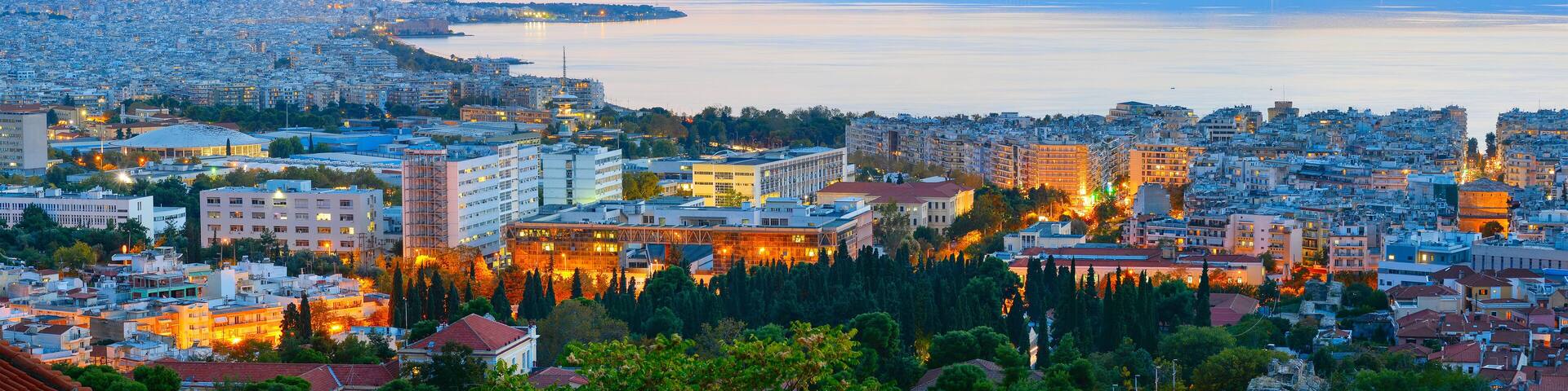 Panorama of Thessaloniki, twilight. Greece.