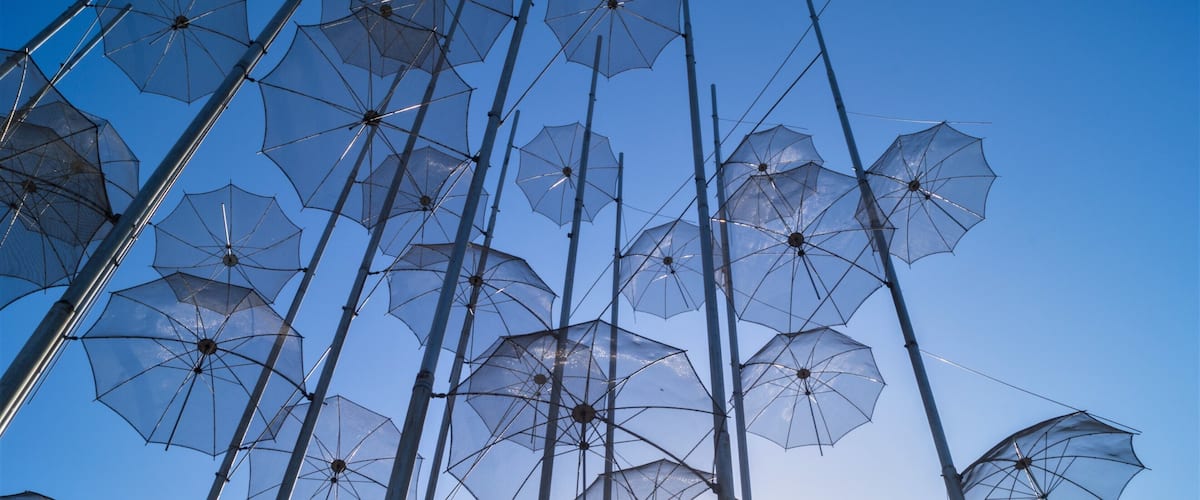 The Zongolopoulos Umbrellas and the Greek blue sky! #BVSBlue