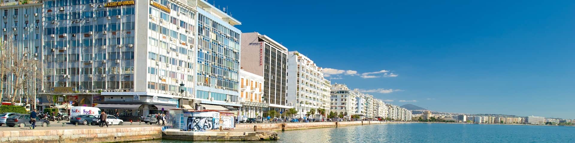 Thessaloniki which includes a city and general coastal views