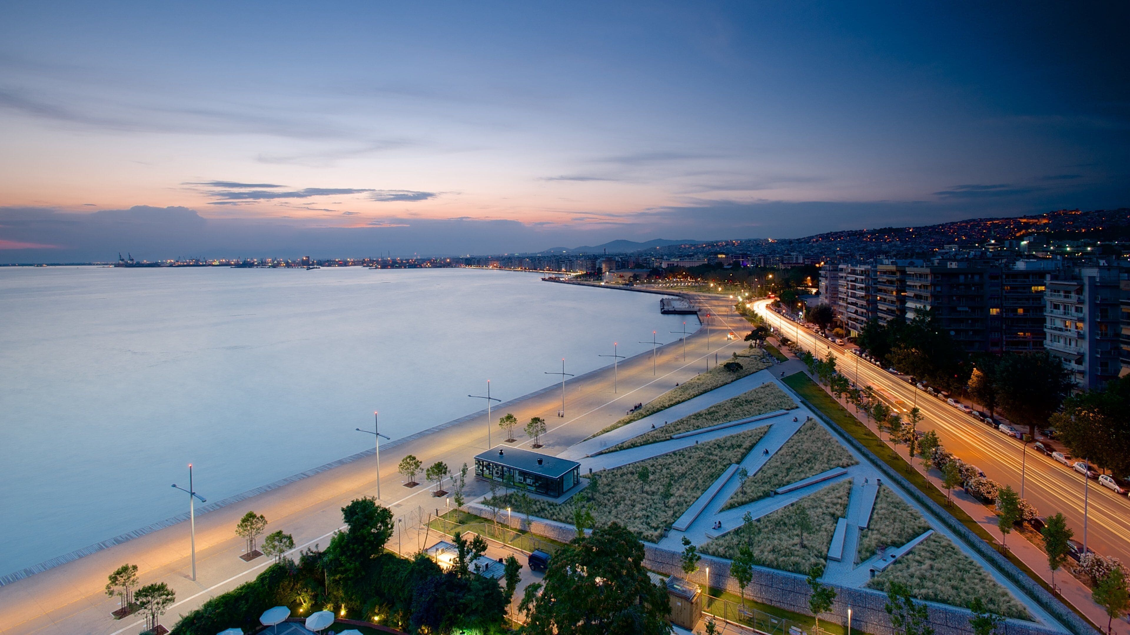 Thessaloniki featuring a city, general coastal views and a sunset
