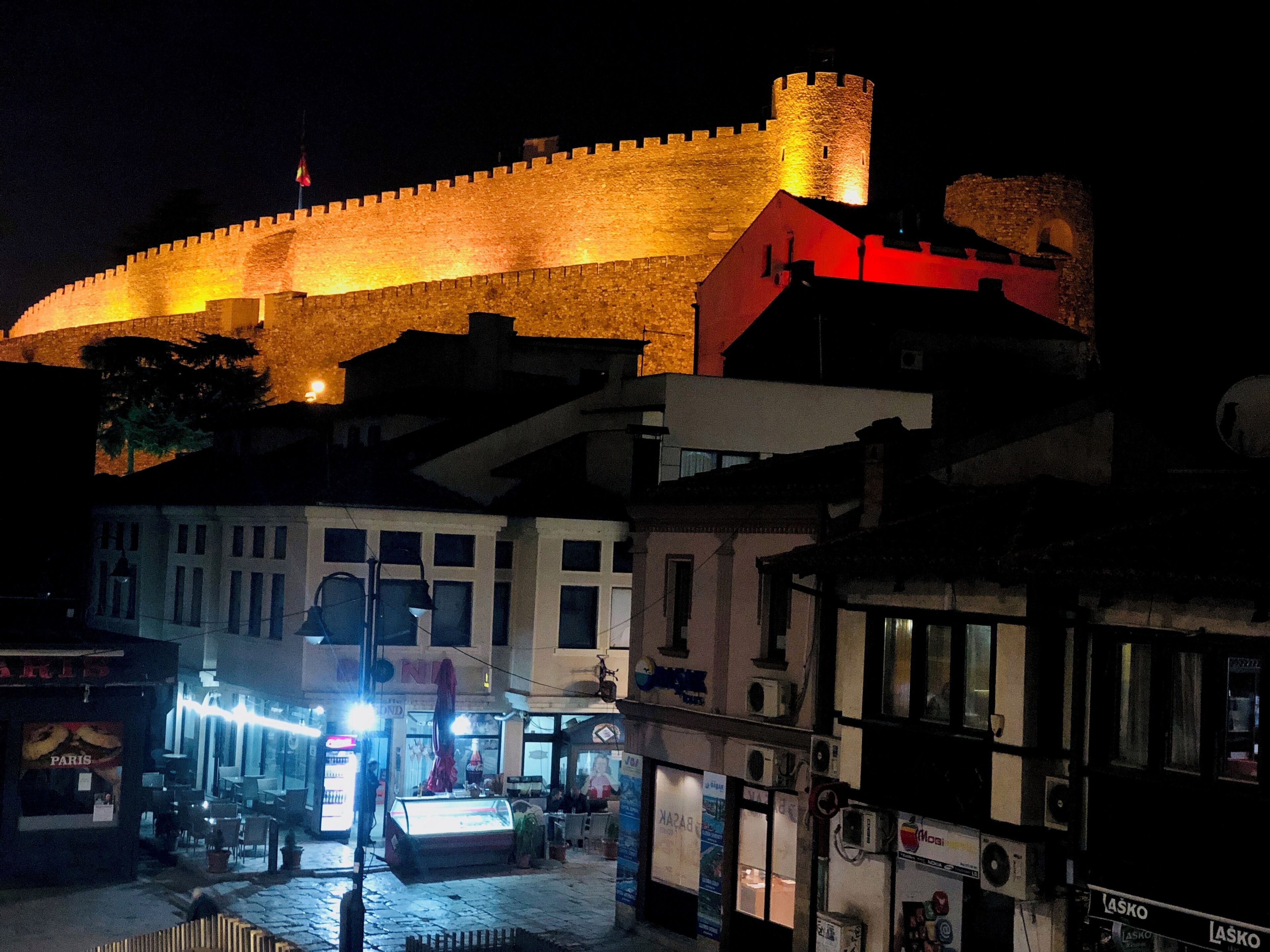 The fortress lighted up at night 