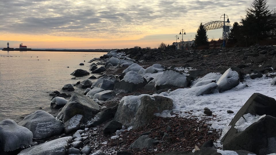 Lake Superior... Lighthouse and lift bridge.
