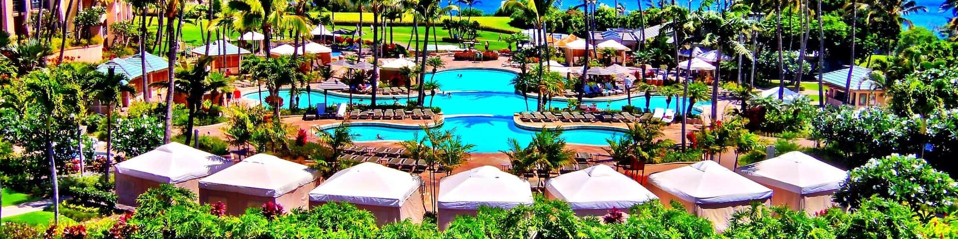 View from the main lobby overlooking the beautiful pool and Pacific Ocean. #maui #hawaii #luxury #resort