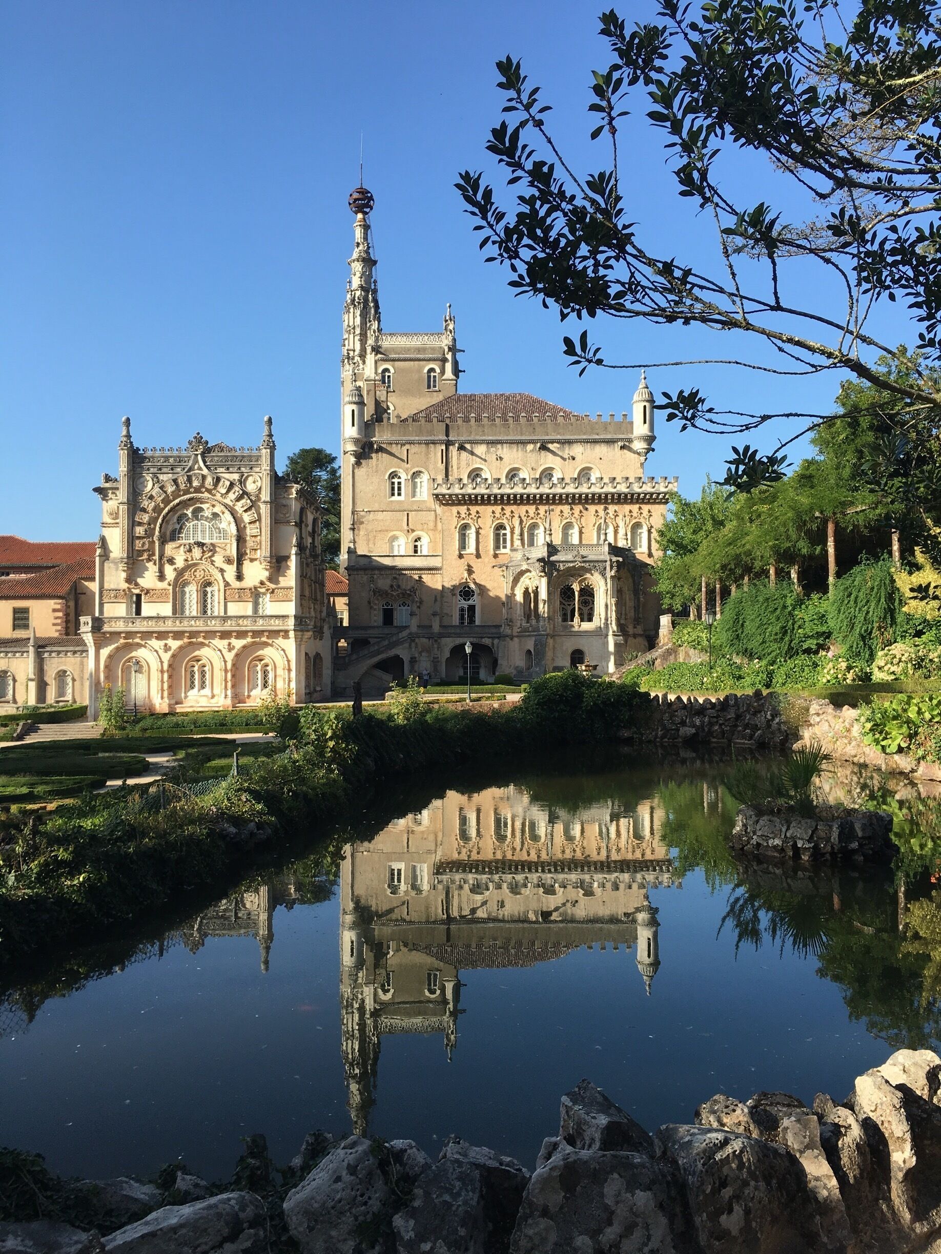 Fairy Tale

The Bussaco Palace was one of the most luxurious royal retreats. Commissioned in 1888 by King Charles I of Portugal whose vision was to build a new Belem Tower (the Lisbon tower which symbolises Portugal’s age of discoveries) surrounding by a tranquil sea of green forest. 
The 250 acres of woodland was originally planted by Carmelite monks.
