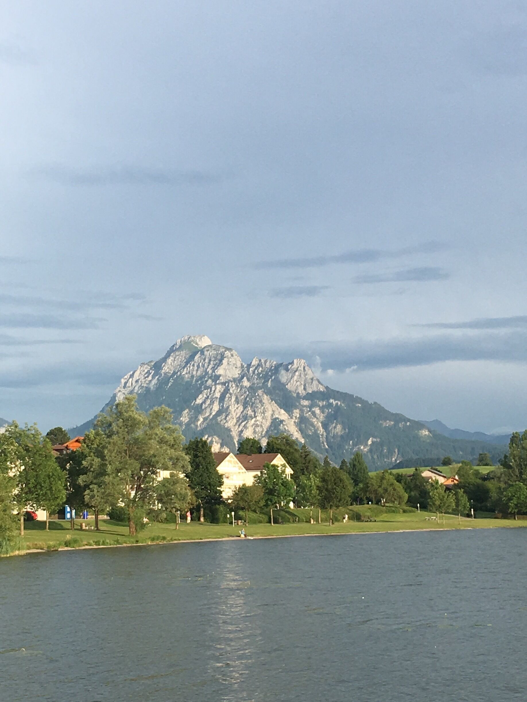 Our view from the hotel of The Alps in Austria. Stay at this lake and have this beautiful view for less than you might think. There are several hotels and restaurants within walking distance. 