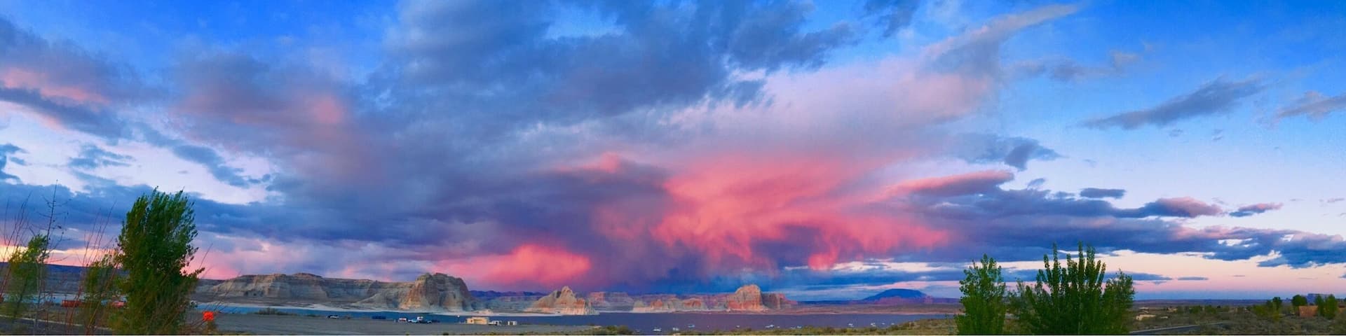 Great sunset and thunderstorms over lake Powell from the Lakeside campground near Page Arizona.