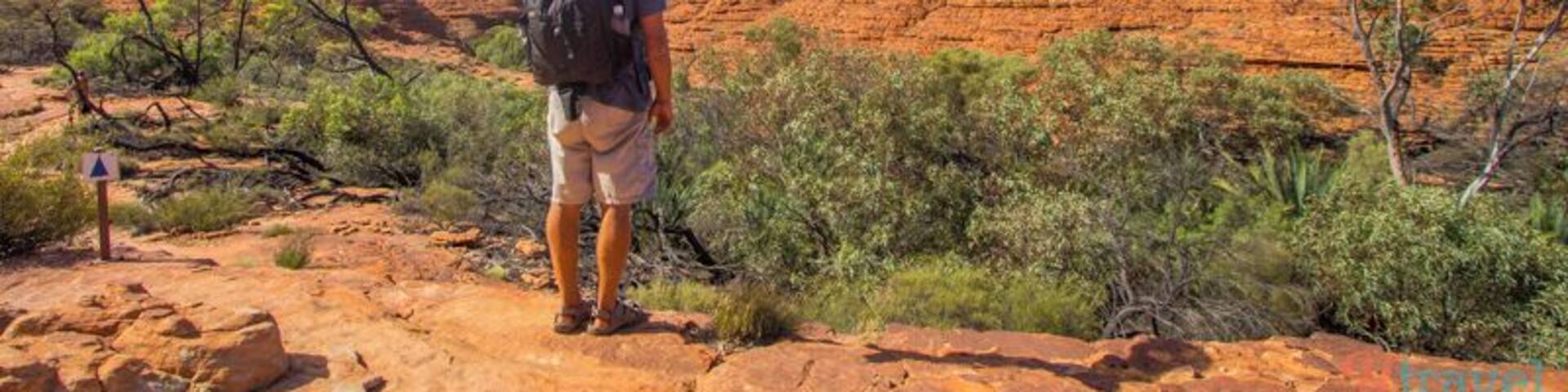 Kings Canyon is one of the highlights along the Red Centre Way in the Northern Territory of Australia, half way between Uluru and Alice Springs.
A must do is the 6 kilometre loop walk which offers stunning views of the red landscape - we did it with our 3 and 7 year old kids.