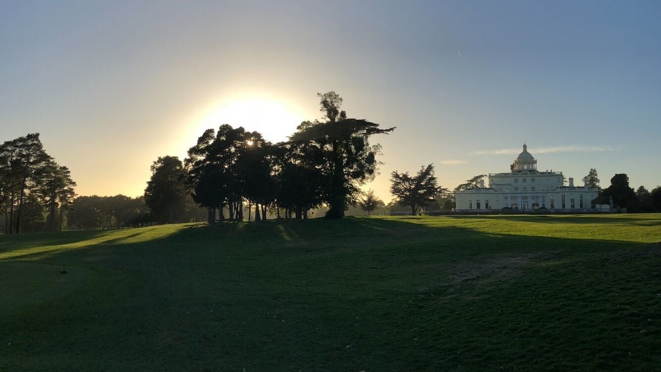 Sun setting over 18th at Stoke Park
