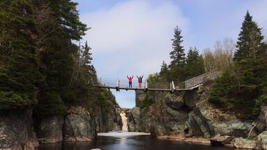 Park at the Liscomb lodge and hike the Liscomb River trail to see salmon pools and suspension bridges!