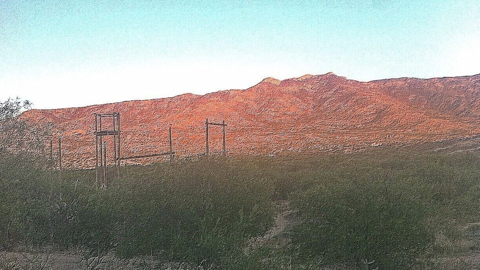View from the ropes course at Miraval Spa with the Santa Catilina Mountains in the background.