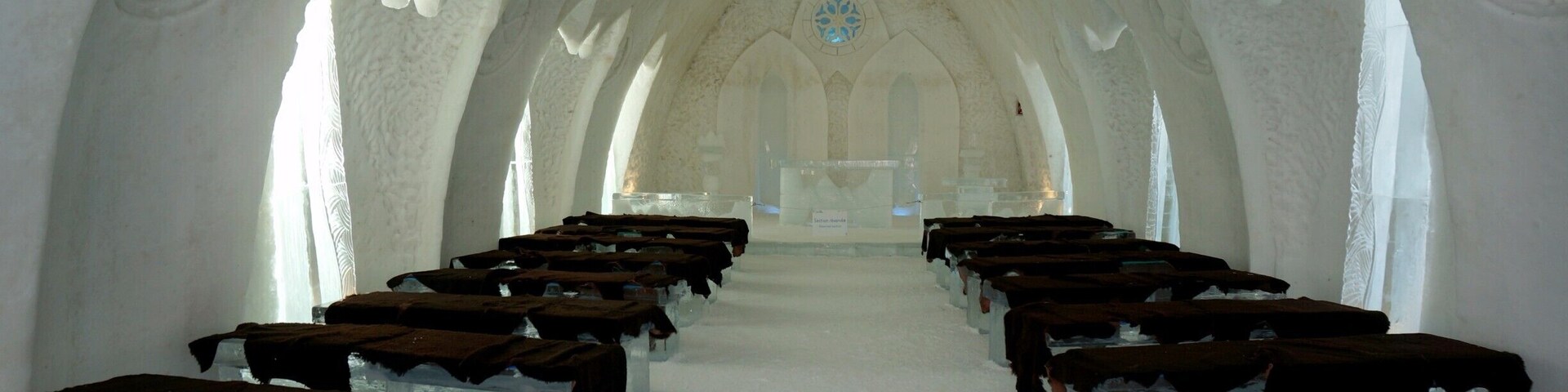 The chapel located at the Hotel de Glace in Quebec City is made entirely out of snow and ice. And yes, you can get married here!
