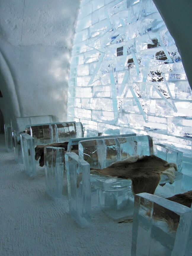 Not interested in spending the night at the only ice hotel in the Americas? Stop by for a drink at the bar instead. #snow #architecture