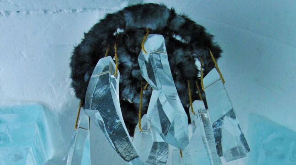 Quebec's ice hotel featured decor made from ice, fur, and packed #snow.