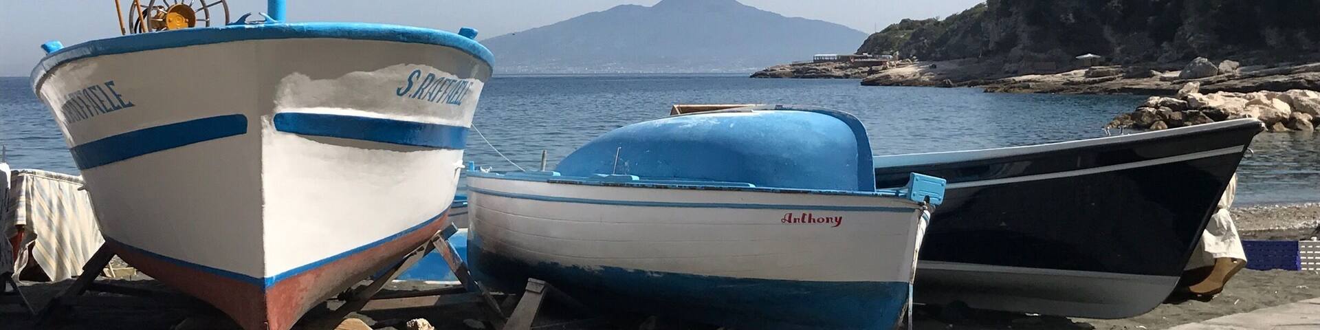 Tha gran volcano at back: Vesuvio