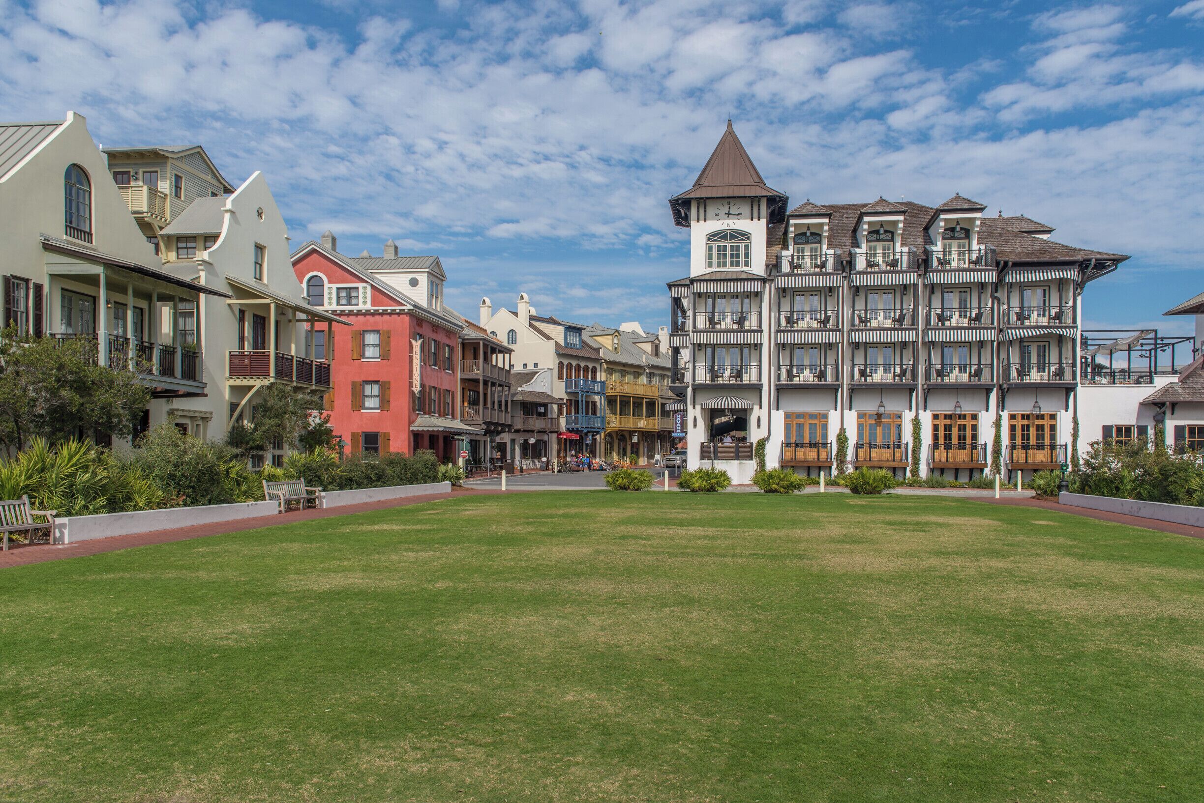 The Pearl Hotel in beautiful Rosemary Beach, FL. Walking along the cobblestone streets you almost feel like you are in a European city. But the Gulf of Mexico is only steps away! #30a #rosemarybeach #florida #architecture