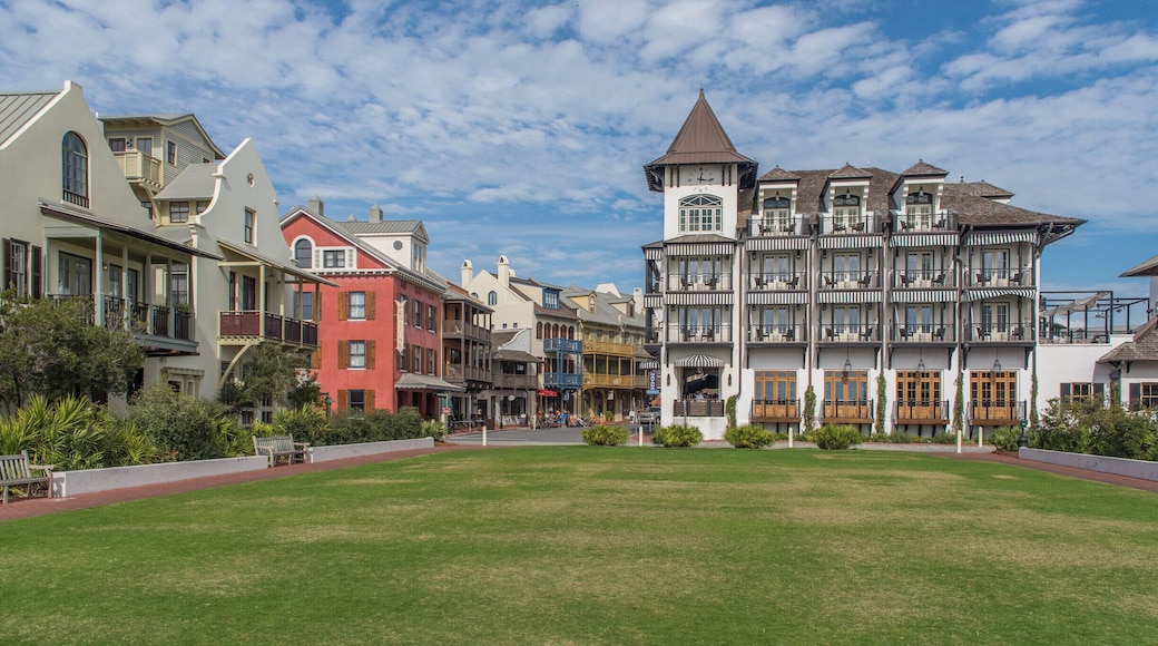 The Pearl Hotel in beautiful Rosemary Beach, FL. Walking along the cobblestone streets you almost feel like you are in a European city. But the Gulf of Mexico is only steps away! #30a #rosemarybeach #florida #architecture