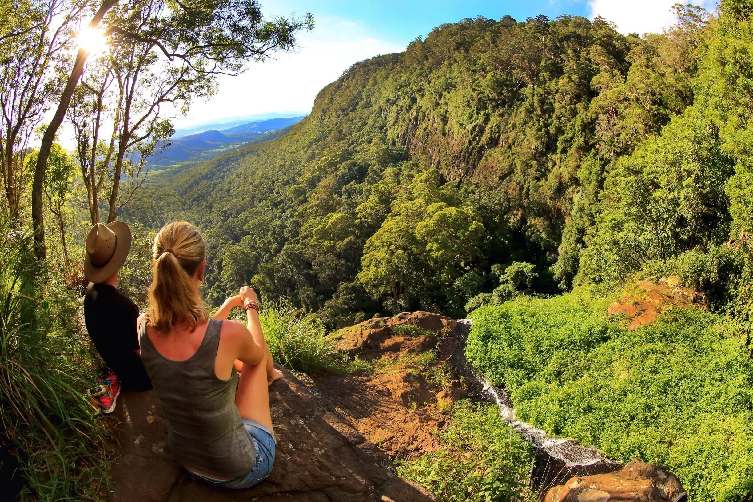 Looking out over Moran Falls in  Lamington National Park on the Gold Coast  