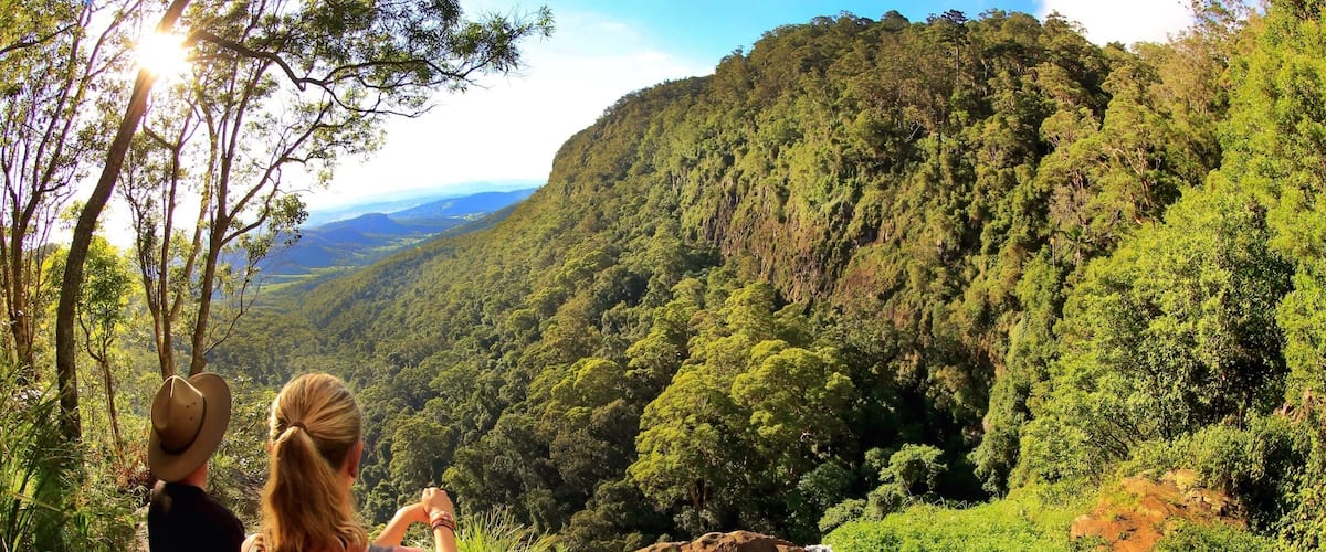 Looking out over Moran Falls in  Lamington National Park on the Gold Coast