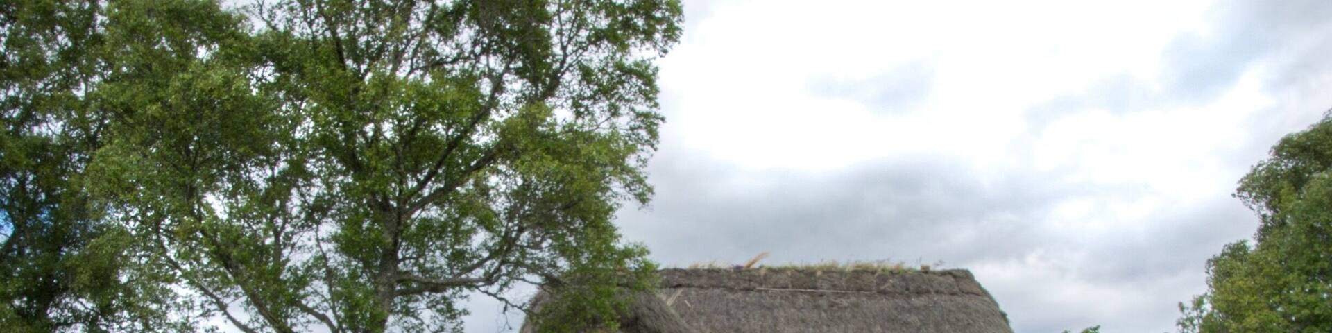 The most easily recognised historic feature at Culloden is this very small thatched cottage. The cottage amazingly survived the battle, which raged all around it. It has been restored several times since then, but is essentially the same as it was in 1746, and Bonnie Prince Charlie would recognise it if he saw it today. The roof is thatched with heather in traditional Highland fashion.