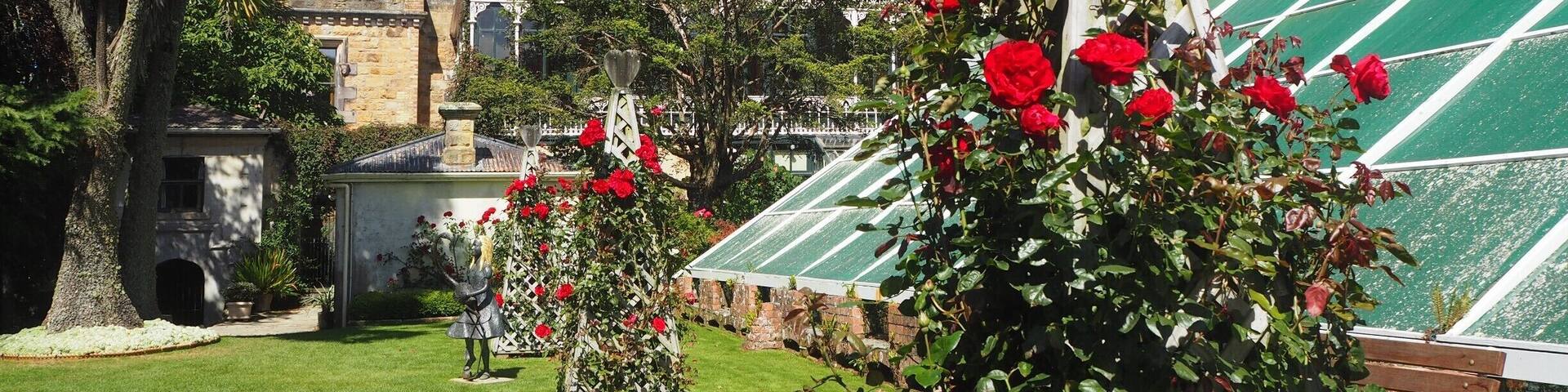Rose garden on the premises of Larnach Castle, on the hills of the Otago Peninsula very close to Dunedin, New Zealand. Entrance fee is only NZD15 and for that you can spend hours admiring the garden, not just roses but plentiful of other rare species of flowers and plants.