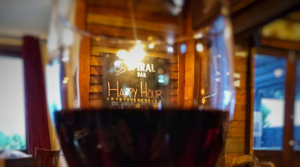 A much deserved glass after a day of hiking.