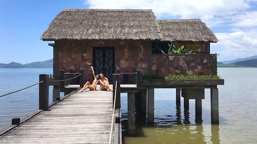 The Vedana Resort in Phu Loc is perhaps the most incredible place I've ever stayed. The water bungalow had glass floors so it felt like you could walk on water. The infinity pool was to die for, as well as the large bath tub and outdoor shower with out of this world views!