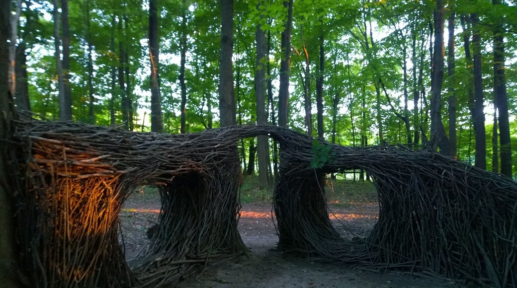 The Holmes County Open Air Art Museum consists of a few sculptures/installations of various mediums along a hiking trail on the grounds of The Inn at Honey Run.