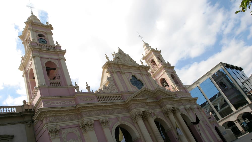Salta mit einem Kirche oder Kathedrale, historische Architektur und Zootiere