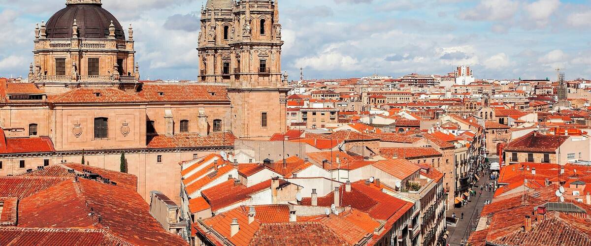 Cityscape as seen from the roof of the New Cathedral. Dominating the scene is the baroque style La Iglesia de la Clerecía (The Church of the Clergy), built between 1617 and 1755. Definitely worth the small entry fee.