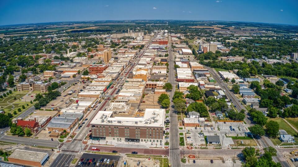 Aerial View of Salina, Kansas in late Summer