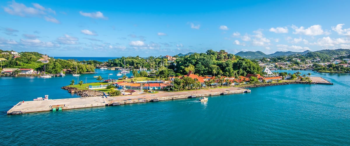 Panoramic harbor view of St Lucia