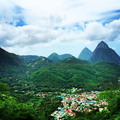 The view of the pitons on our way to the mud bath.