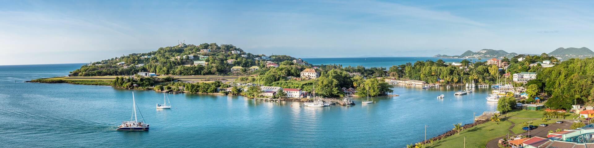 View of Castries St Lucia marina and central market