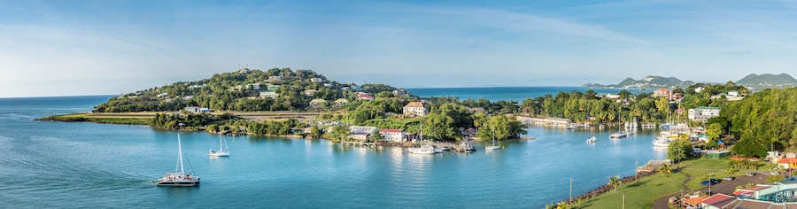 View of Castries St Lucia marina and central market