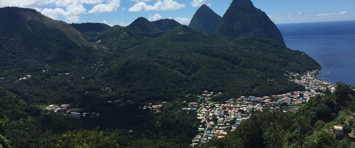 Les Pitons. A caldera famous for its healing volcanic mud baths.