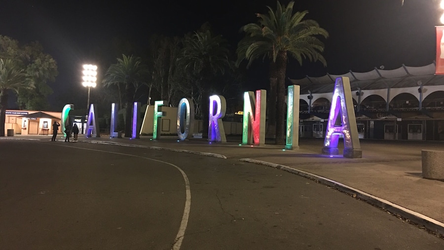 If you are visiting CA and are looking for a great picture that says "you're there" this is the place. In from of the entrance of the State Fair Grounds.