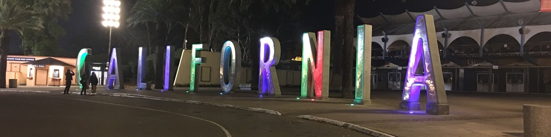 If you are visiting CA and are looking for a great picture that says "you're there" this is the place.  In from of the entrance of the State Fair Grounds.