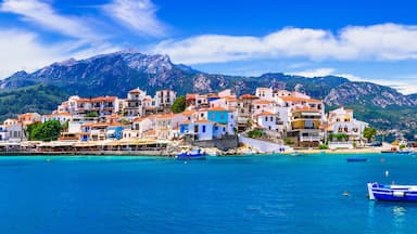 travel in Greece. Samos island - picturesque traditional fishing village Kokkari.