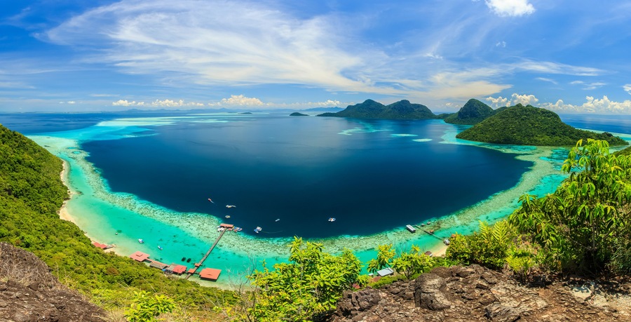scenic panoramic top view of Bohey Dulang Island Semporna, Sabah, Borneo., Shutterstock ID 1408140689, Purchase Order: -