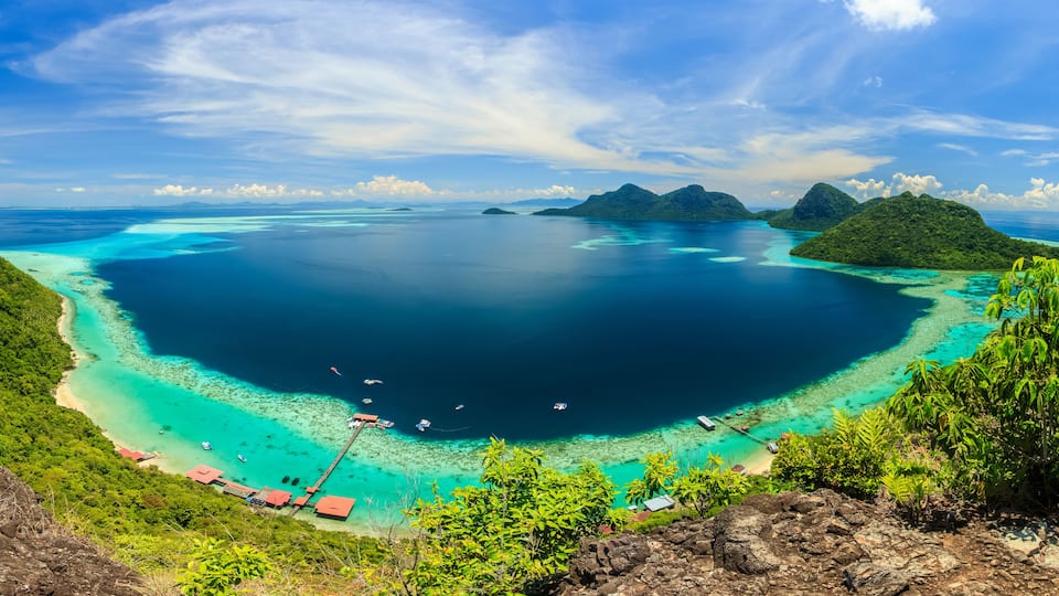 scenic panoramic top view of Bohey Dulang Island Semporna, Sabah, Borneo., Shutterstock ID 1408140689, Purchase Order: -