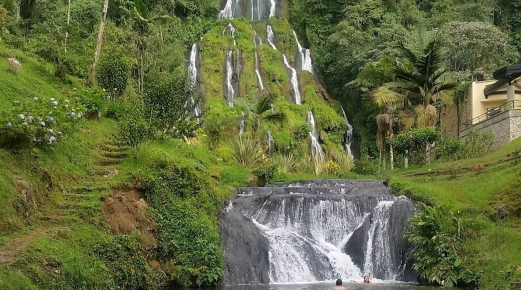 The waterfall is amazing. Straight from the top of the mountains!