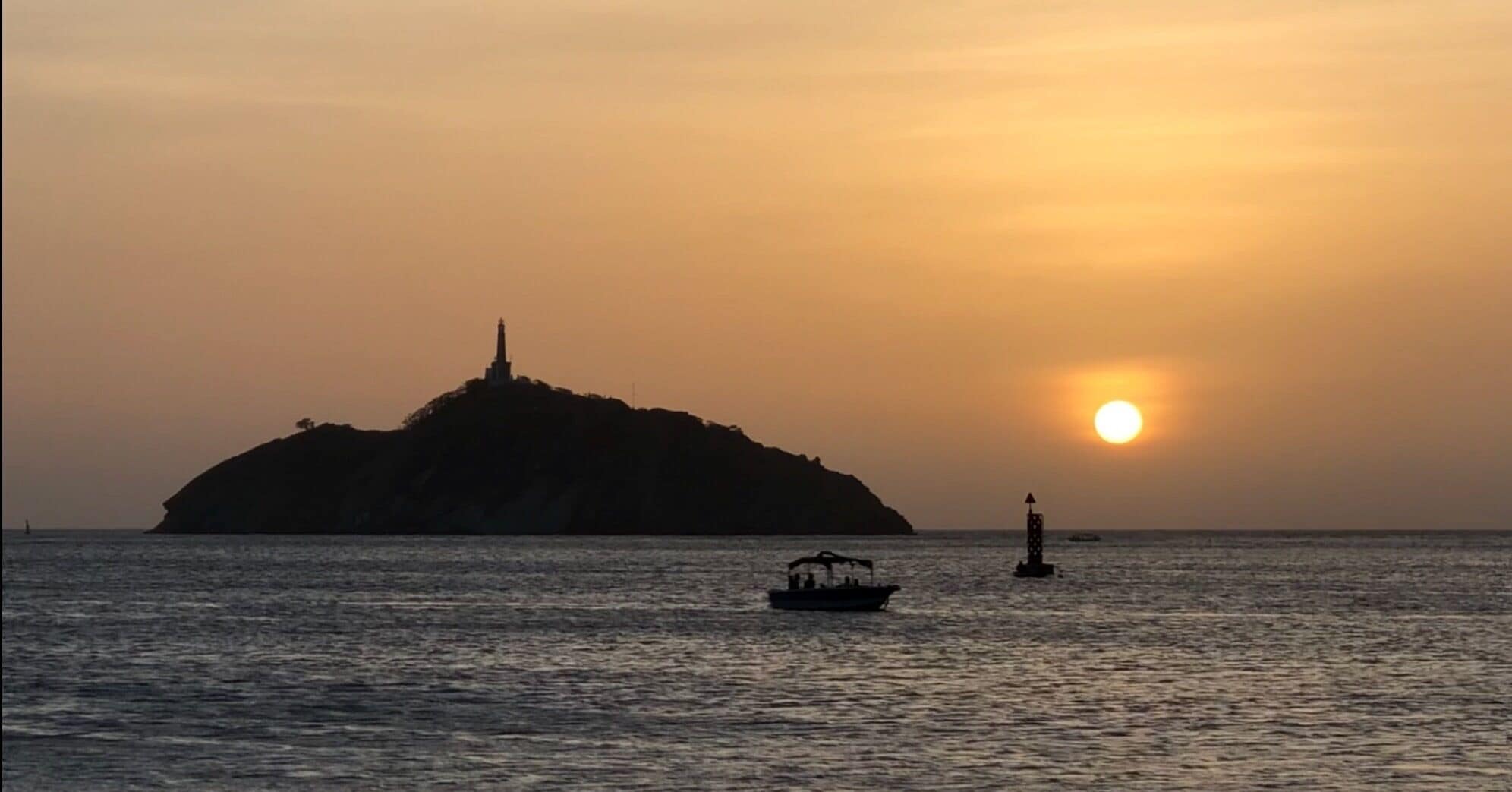 Beautiful sunset in Santa Marta beach 