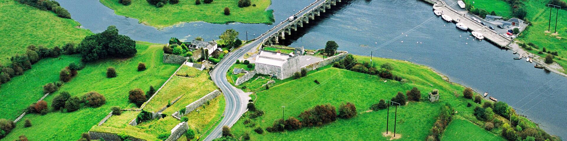 Tete de pont military bridgehead defence. Excellent example at village of Shannonbridge on River Shannon, County Offaly, Ireland